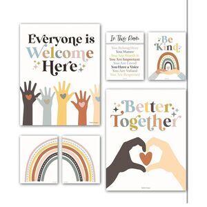 New 6 Rainbow Diversity Posters for Classroom, Multicultural Classroom